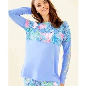 NWT Lilly Pulitzer Finn Long Sleeve Top Multi Sink Or Swim, Size XXS
